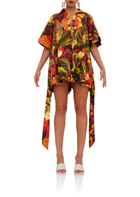 Combishort Shanti à manches courtes évasées - Kola Print