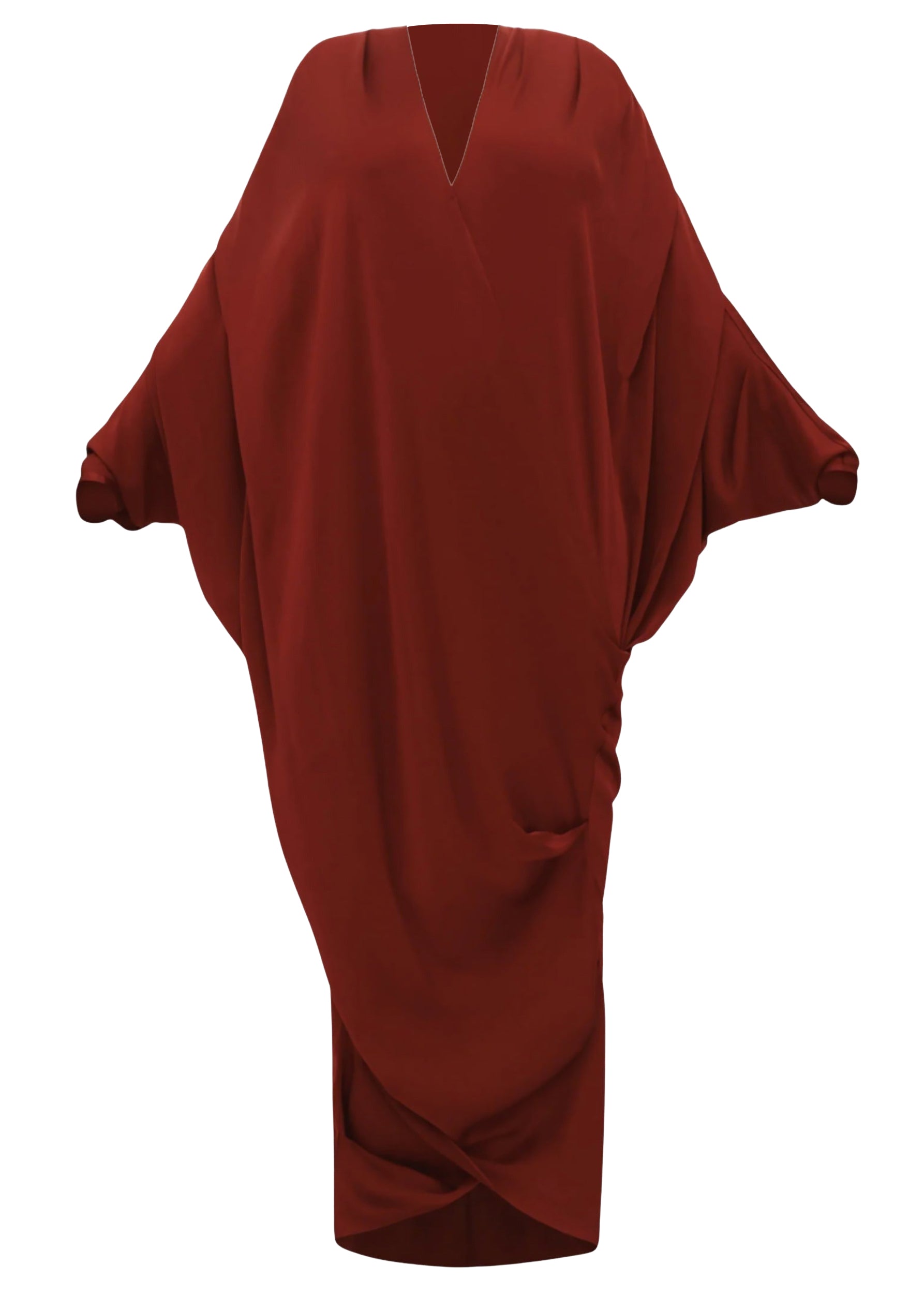 Tibara long-sleeved caftan dress - Cinnamon