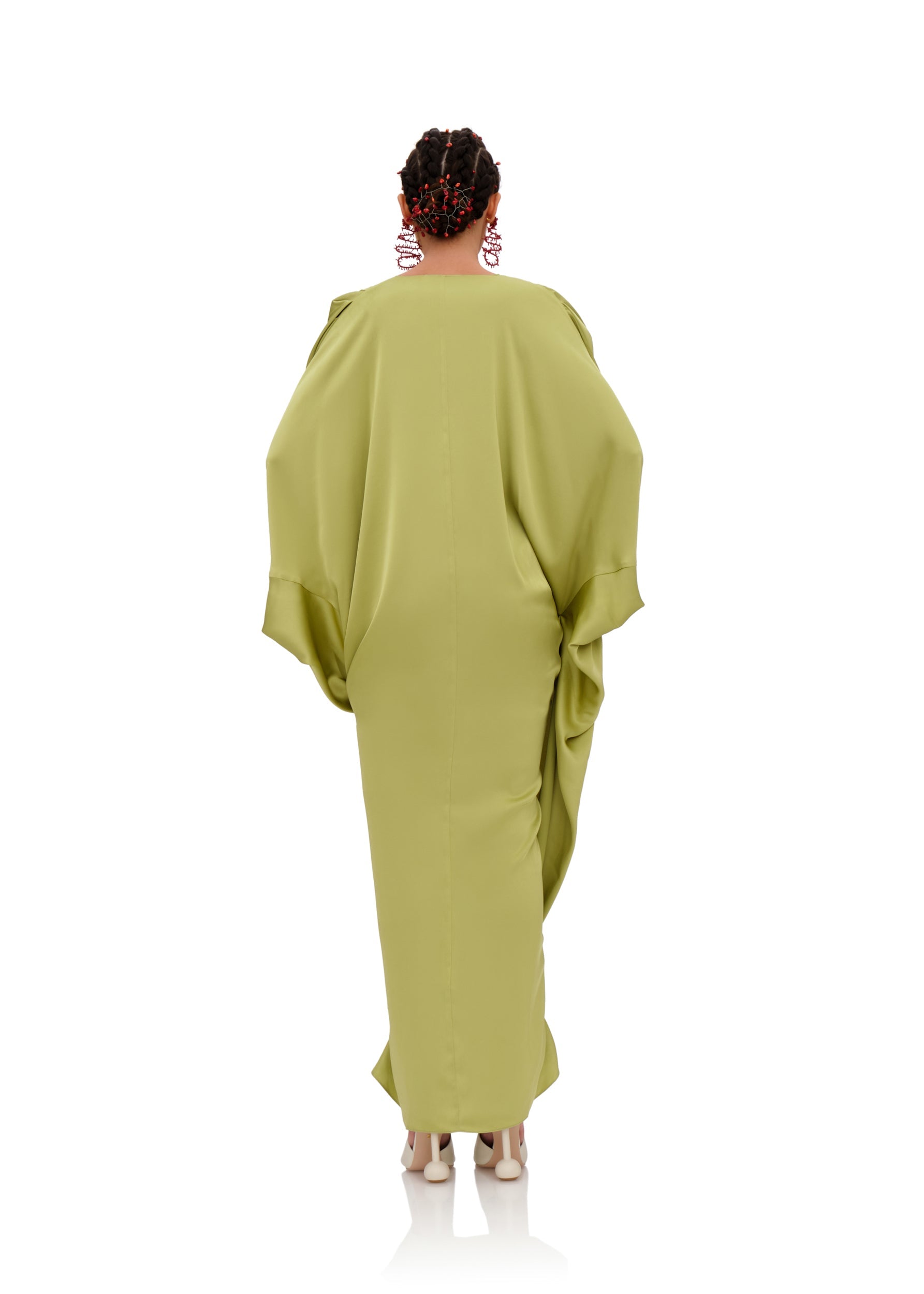 Tibara long-sleeved caftan dress - Lime