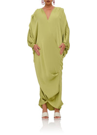 Tibara long-sleeved caftan dress - Lime