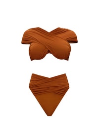 Ubu draped bikini top - Sand