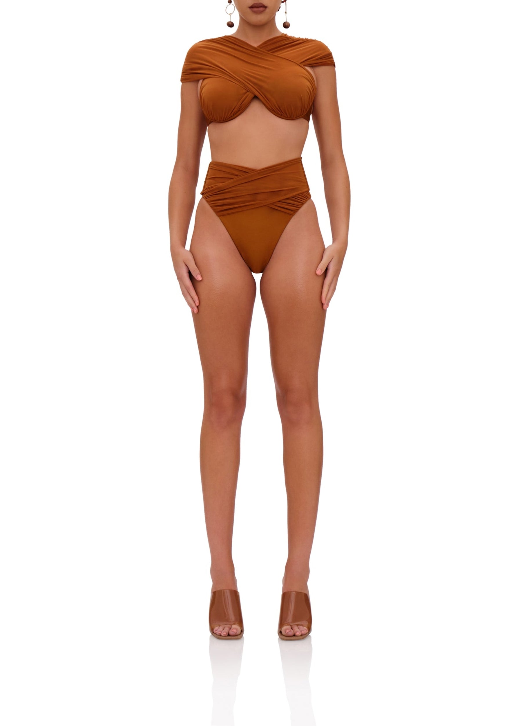 Ubu draped bikini top - Sand