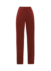 Uchi straight-leg trousers with satin darts - Chocolate