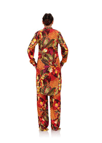 Tunique Uchi boutonnée en satin - Kola Print
