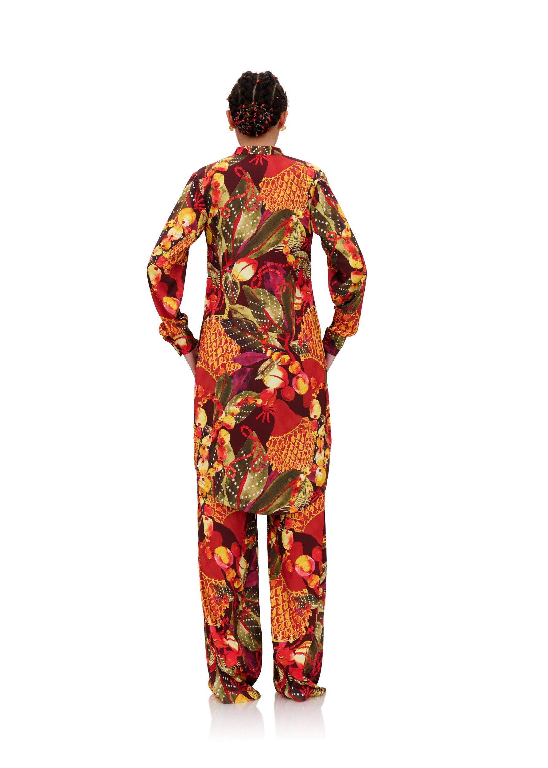 Tunique Uchi boutonnée en satin - Kola Print
