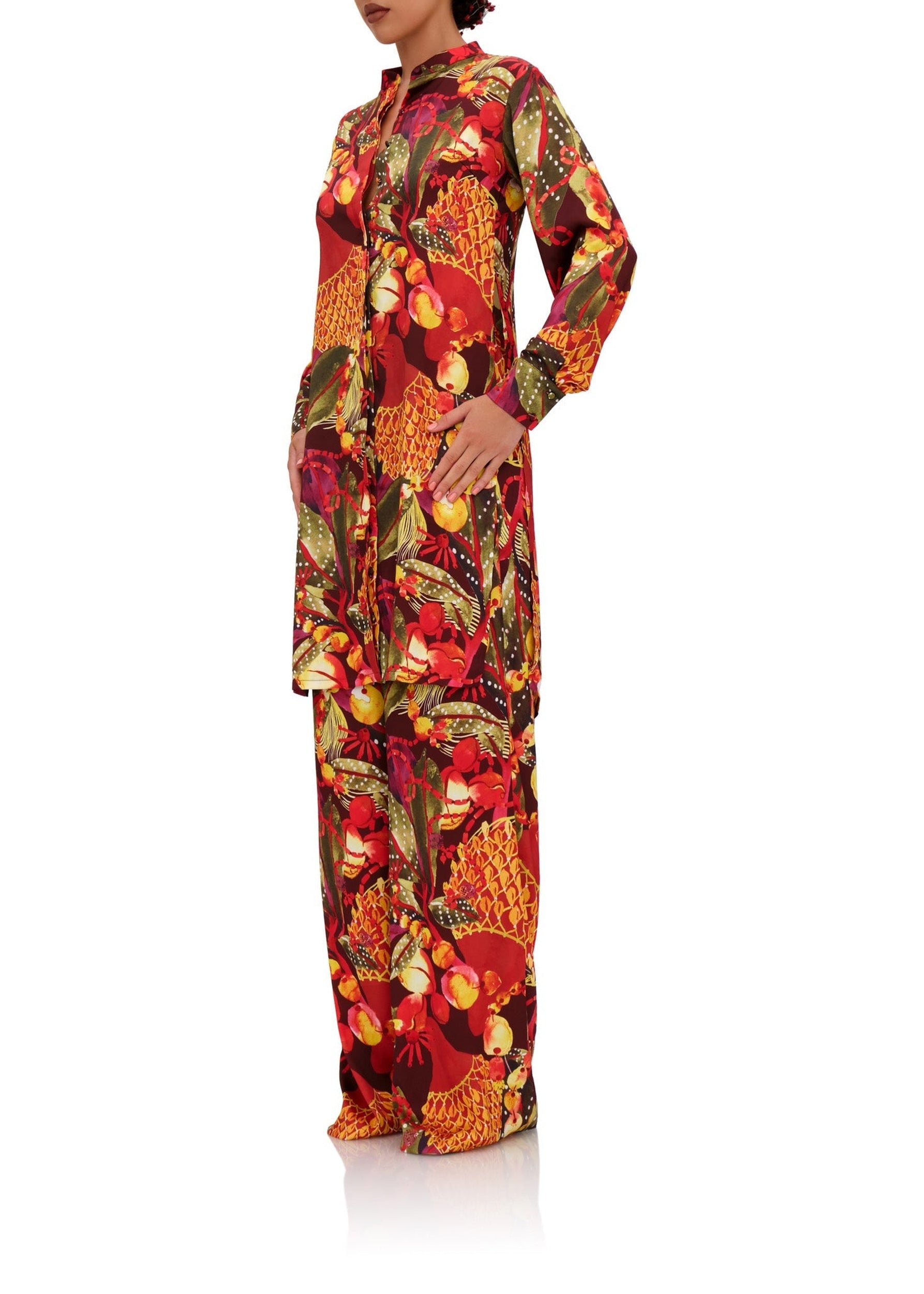 Pantalon droit Uchi à pinces - Kola Print