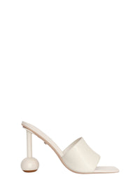 Yuri 100 heeled mules in leather - Cream