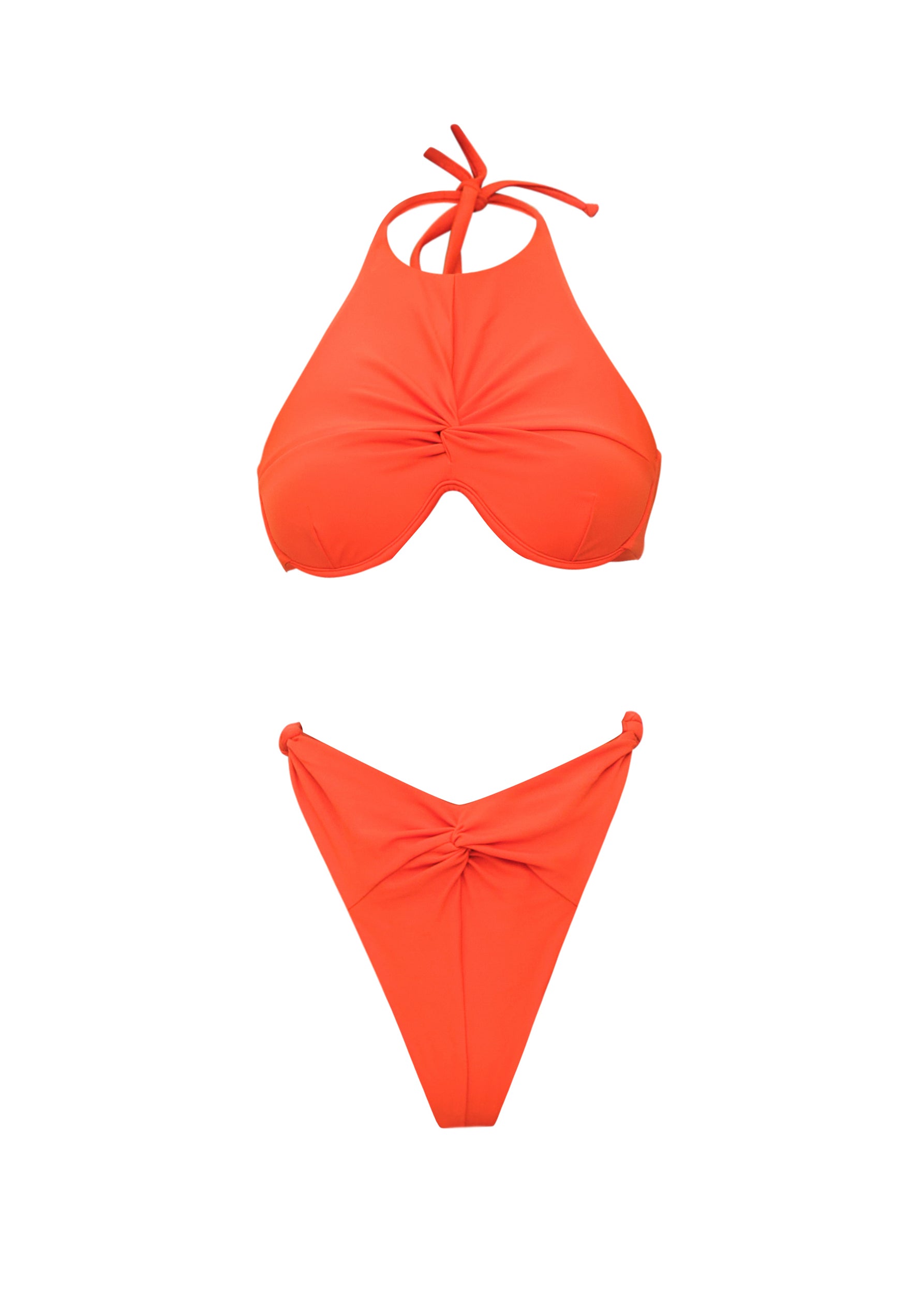 Gada Ruched Bikini Top - Lava