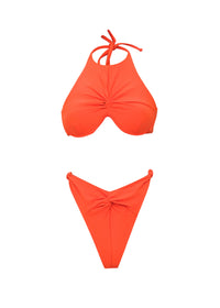 Gada Ruched Bikini Top - Lava