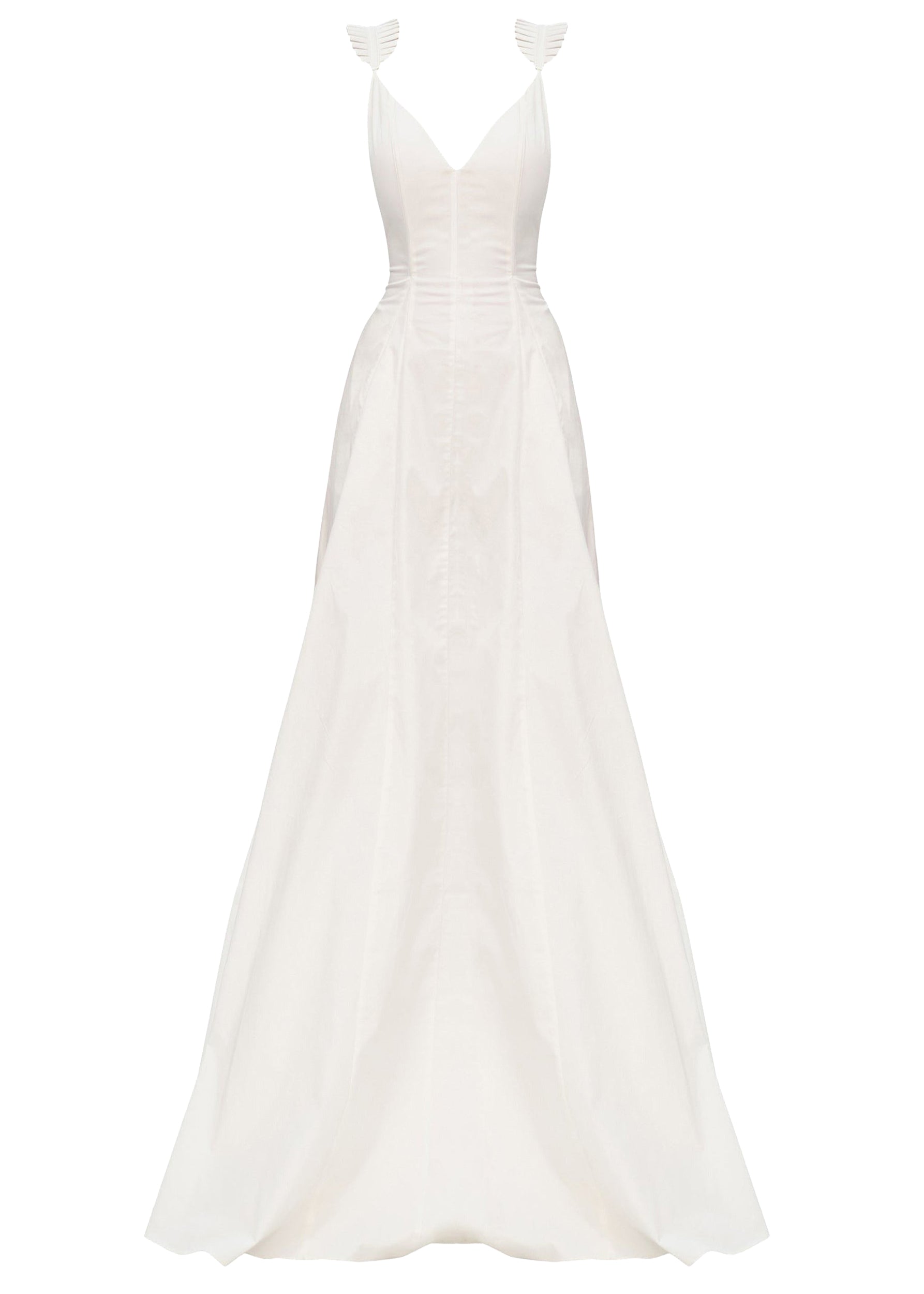 Vola long dress with ruffled straps - Ivory