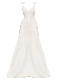 Robe longue Vola à bretelles volantées - Ivory
