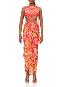 Aiko short tank top with thin straps - Sunset