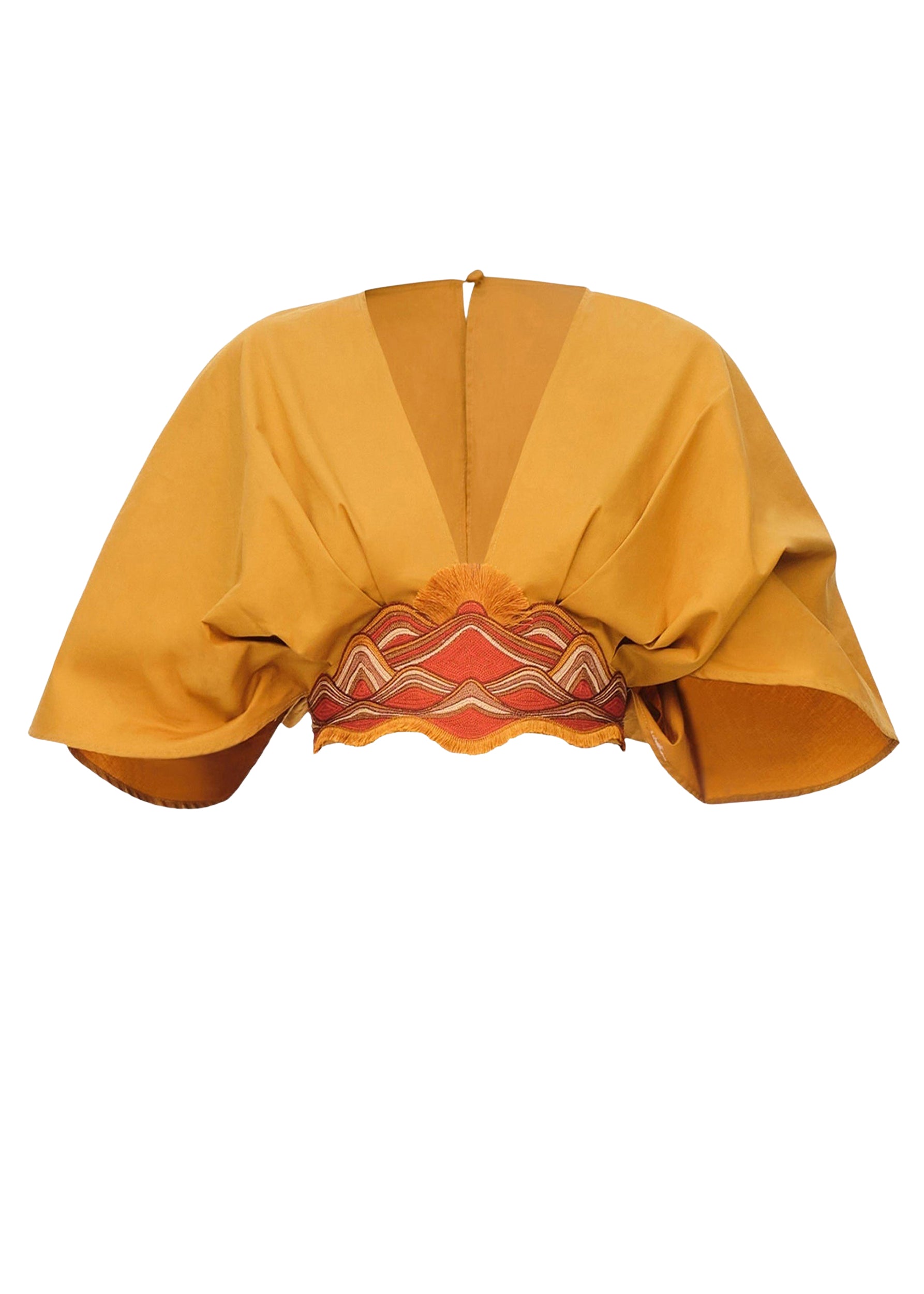 Olla short blouse with embroidery - Mustard