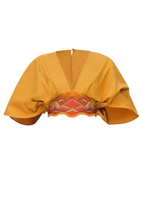 Olla short blouse with embroidery - Mustard