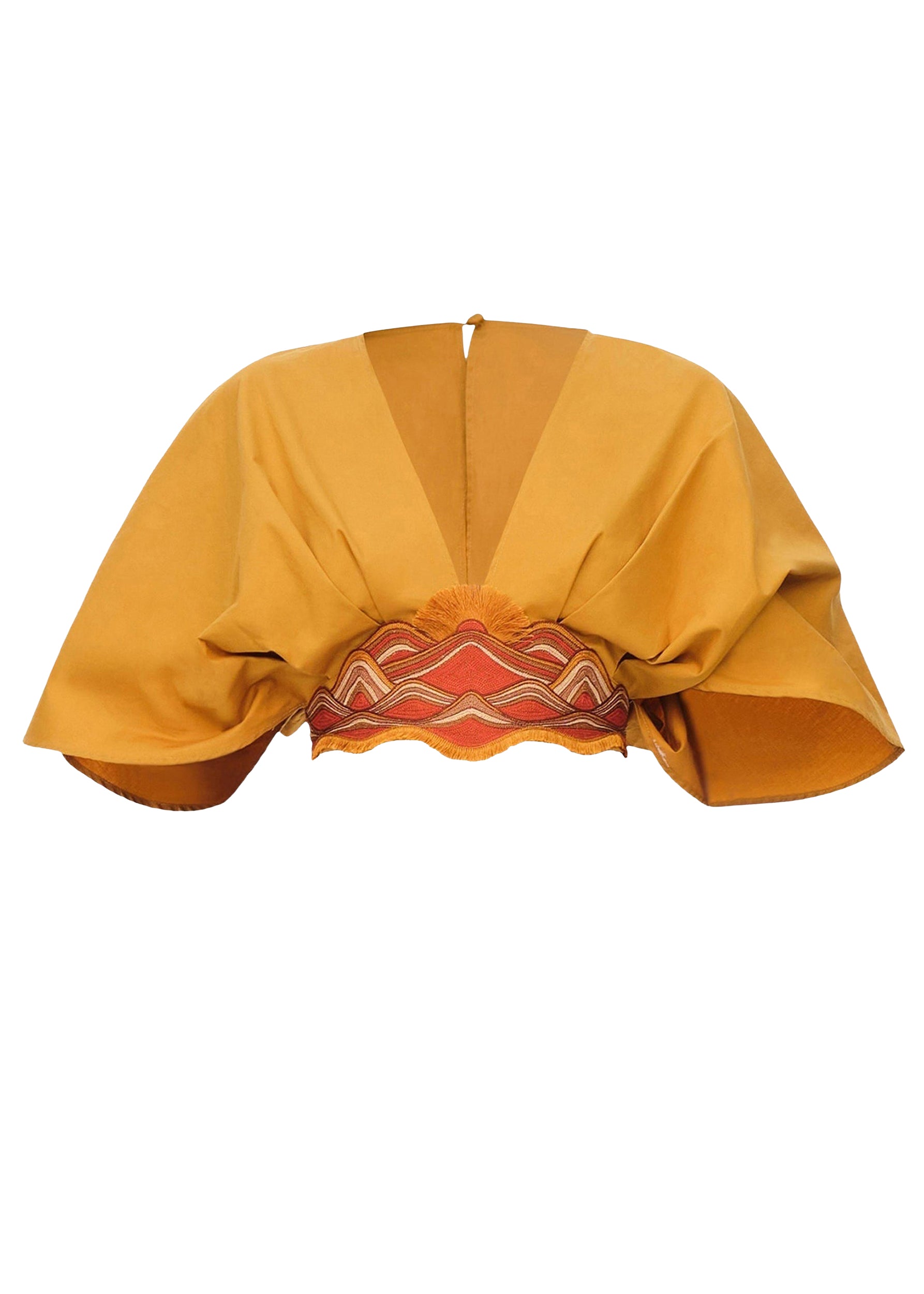 Olla short blouse with embroidery - Mustard