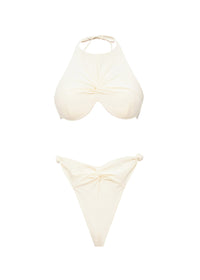 Gada Ruched Bikini Top - Ivory