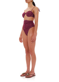 Capa mesh gathered bikini bottoms - Amethyst