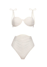 Capa Ruched Mesh Bikini Top - Limestone