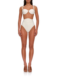 Capa Ruched Mesh Bikini Top - Limestone