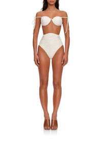 Capa Ruched Mesh Bikini Top - Limestone