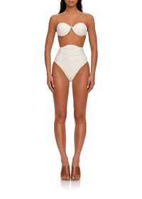 Capa Ruched Mesh Bikini Top - Limestone