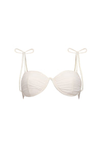 Capa Ruched Mesh Bikini Top - Limestone