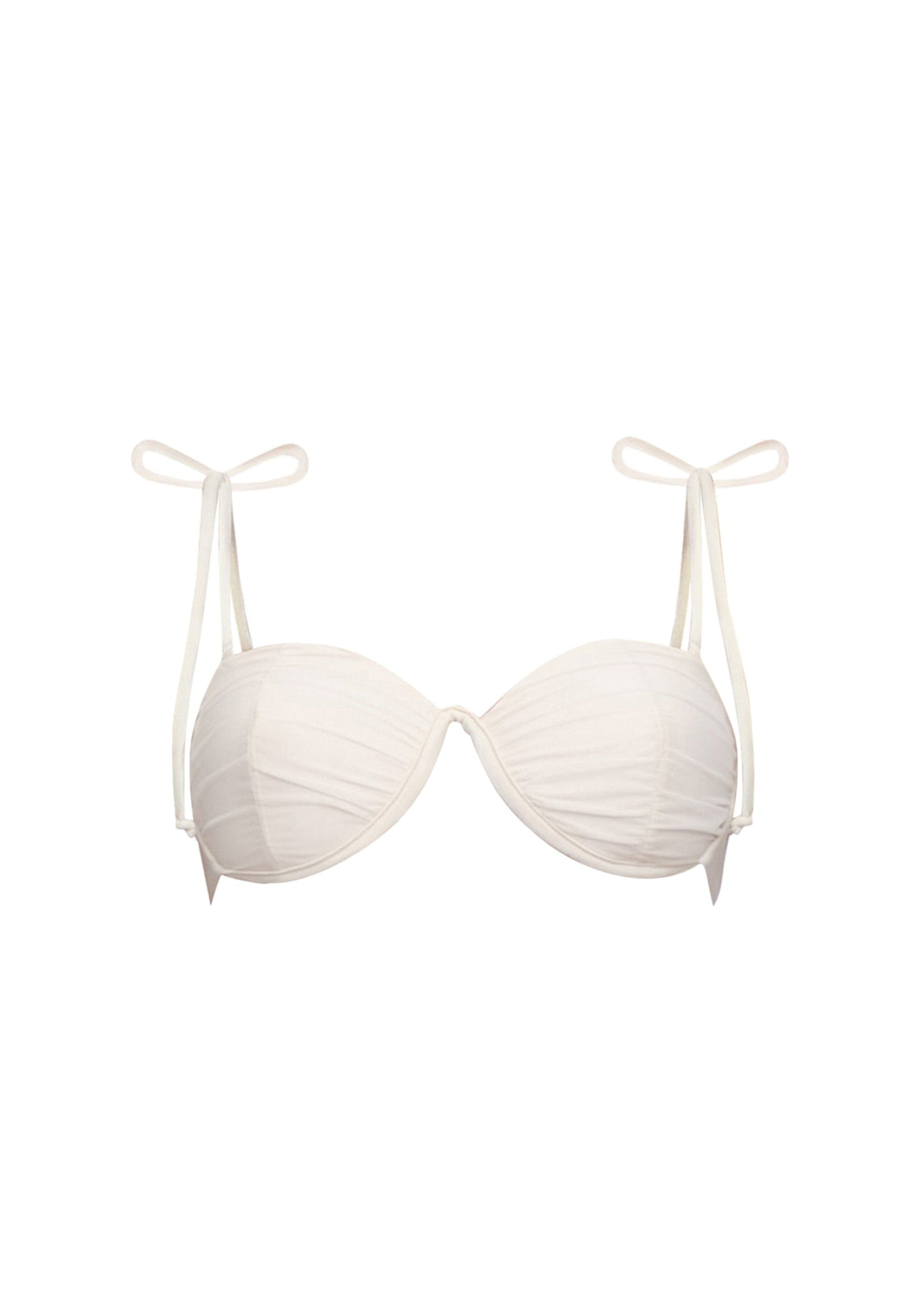 Capa Ruched Mesh Bikini Top - Limestone