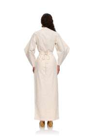 Rizo short corseted skirt in linen blend - Limestone