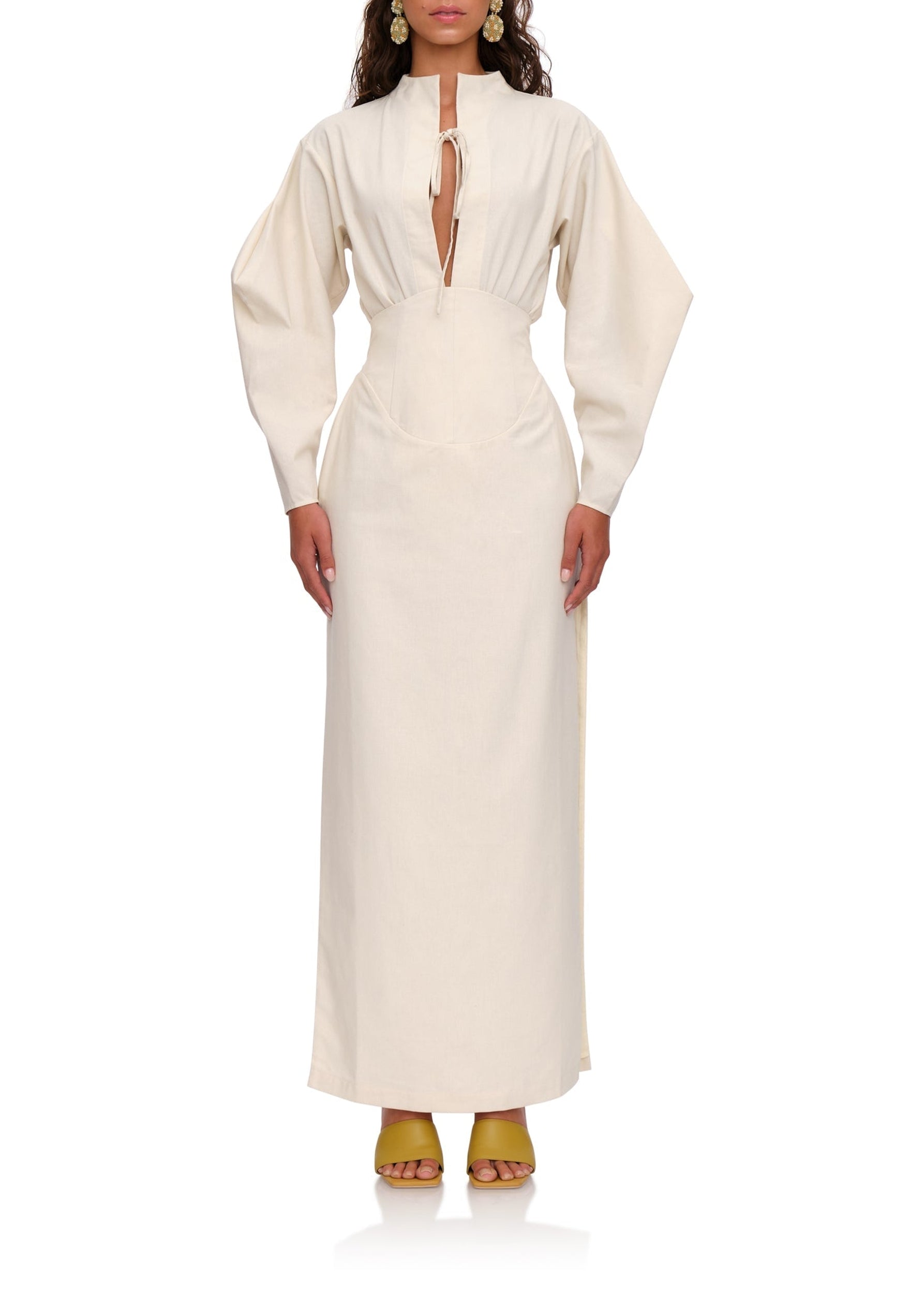 Rizo short corseted skirt in linen blend - Limestone