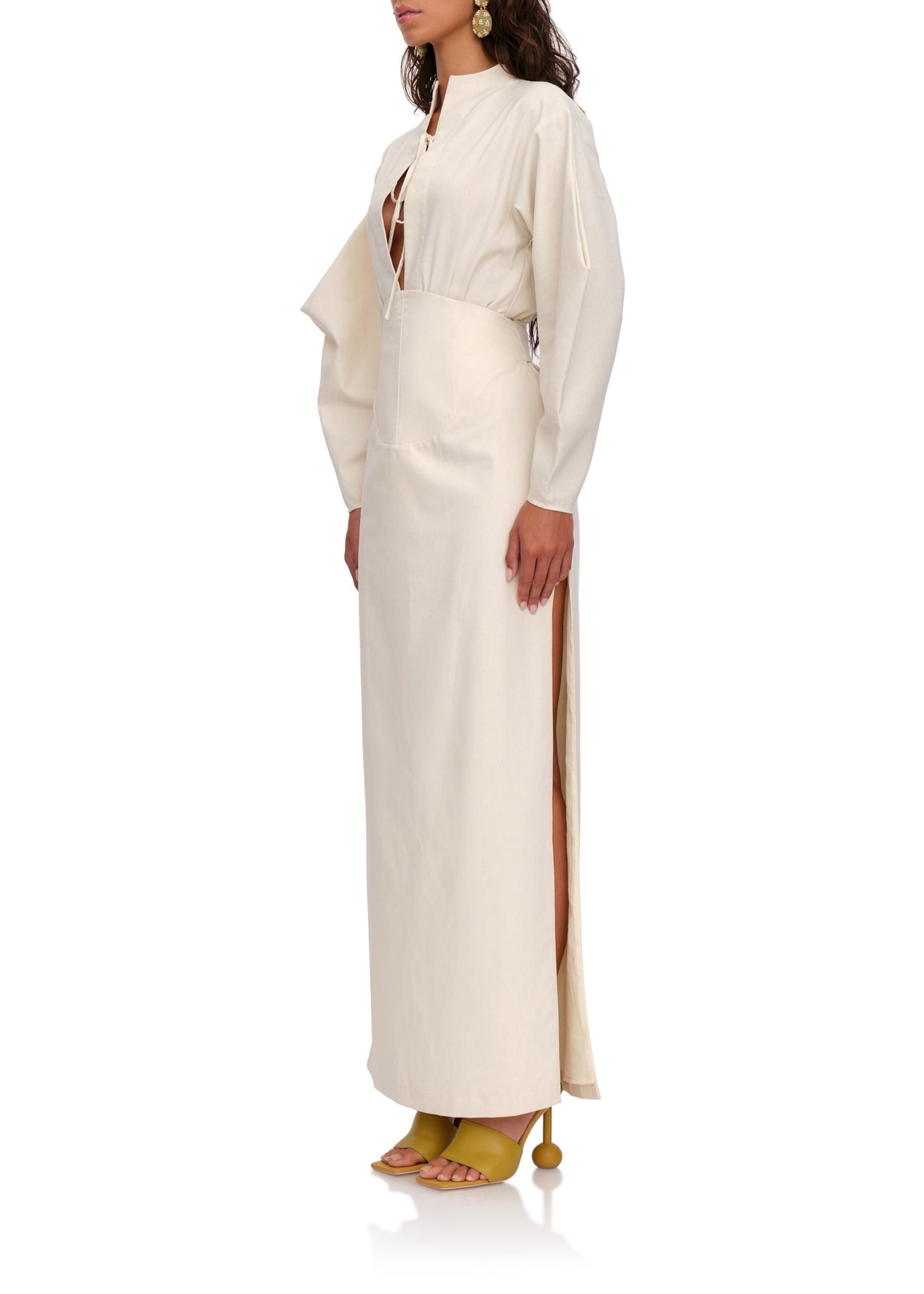 Rizo short corseted skirt in linen blend - Limestone