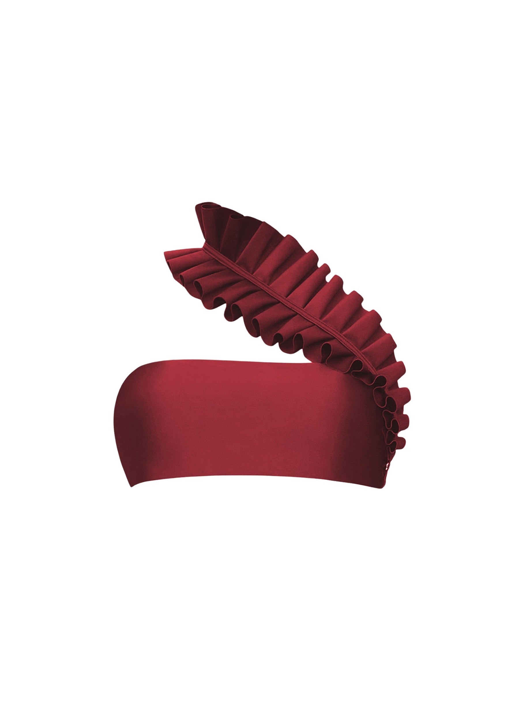 Liva bandeau bikini top with ruffles - Wine