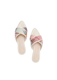Lori mules with leather straps - Zuli Print