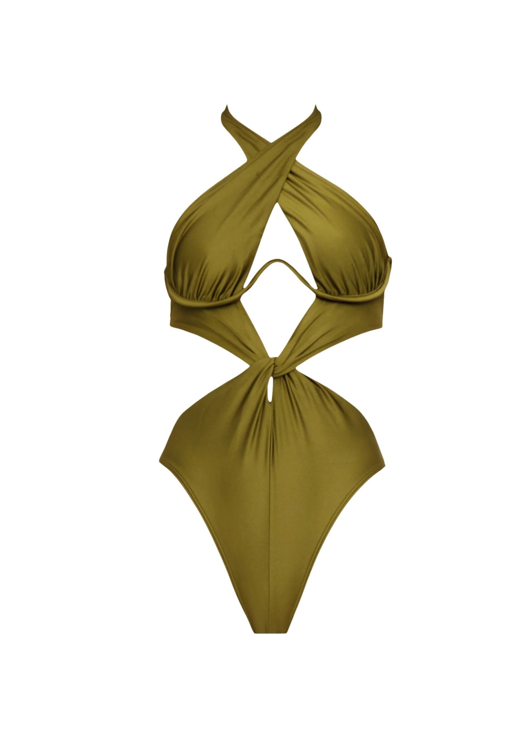Nayo one-piece swimming costume with cut-outs - Emerald