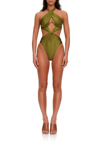 Nayo one-piece swimming costume with cut-outs - Emerald