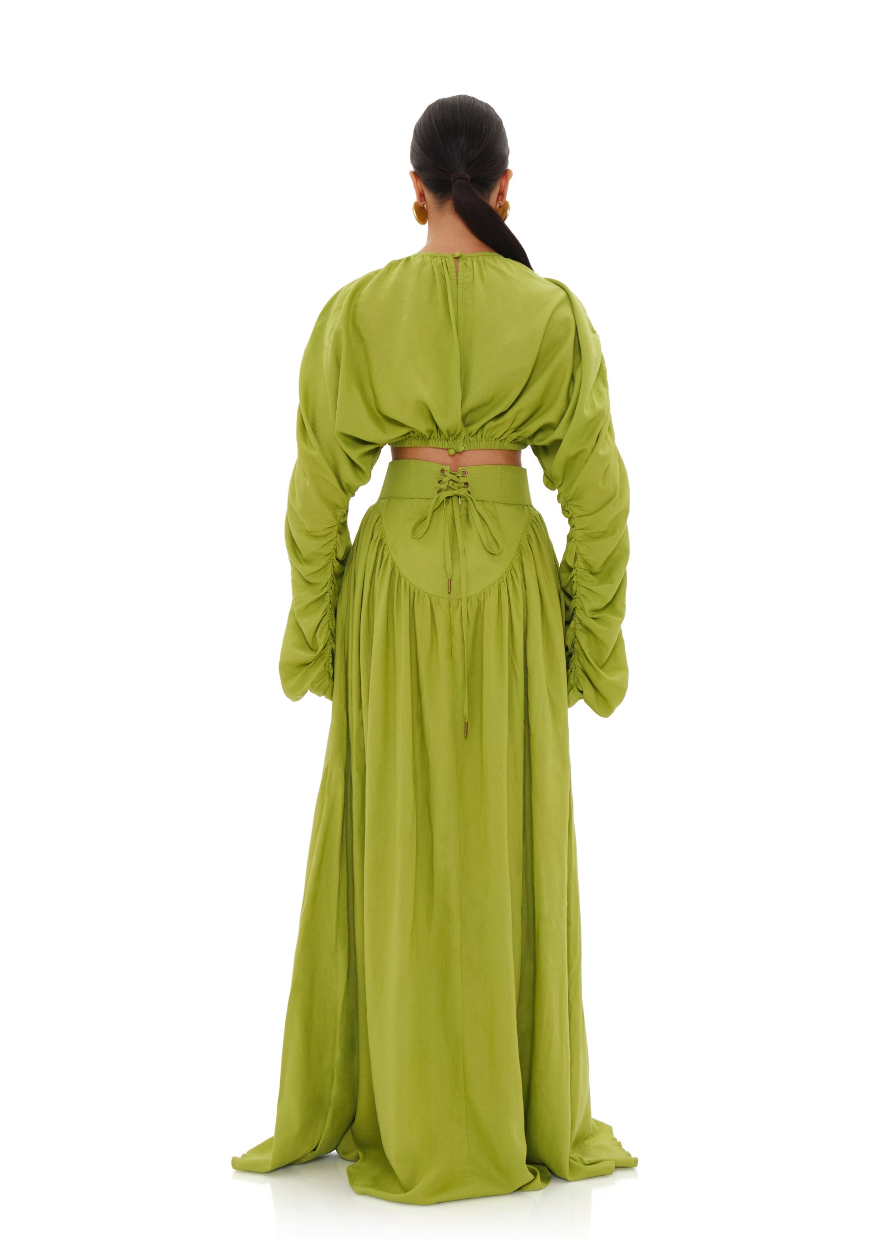 Pado long skirt with corseted waist - Lime