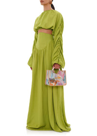 Pado long skirt with corseted waist - Lime