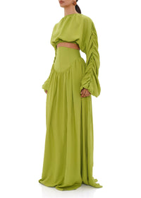 Pado long skirt with corseted waist - Lime