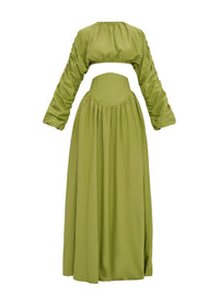Pado long skirt with corseted waist - Lime