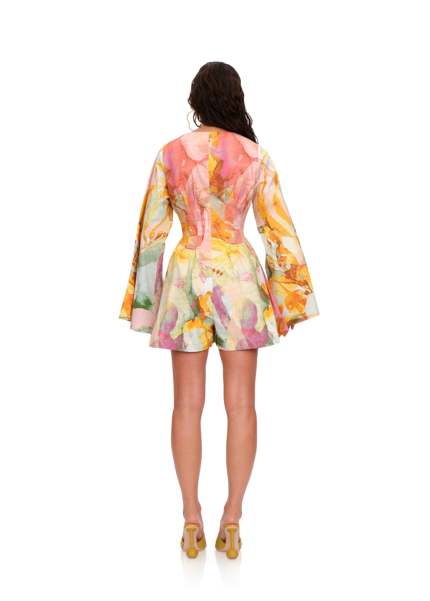 Pana long-sleeved flared jumpsuit - Zuli Print
