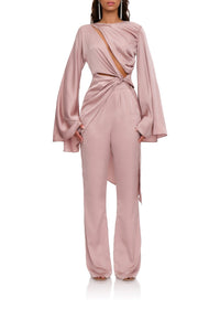 Reba straight-leg satin trousers - Pearl Pink
