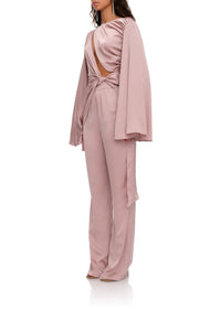 Reba asymmetrical blouse with satin cut-outs - Pearl Pink