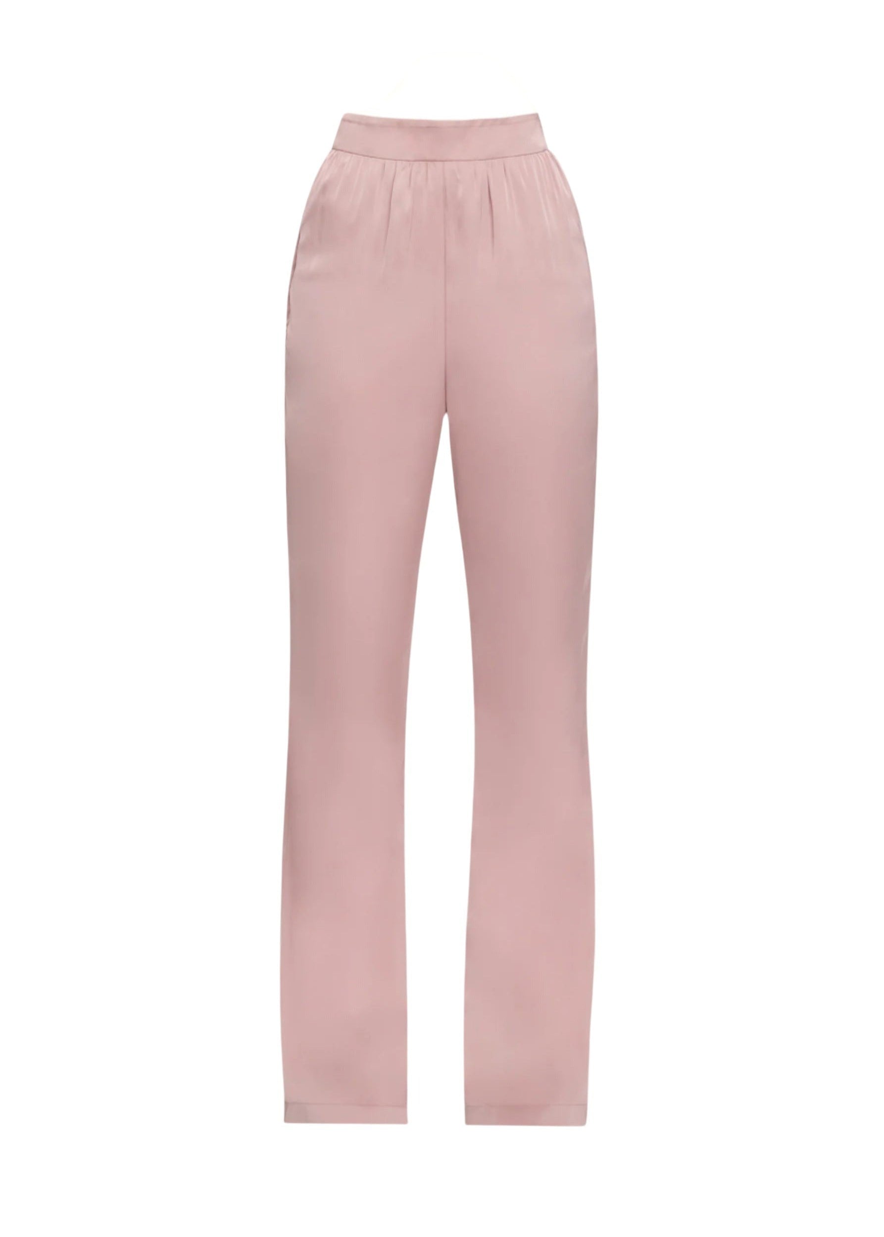 Reba straight-leg satin trousers - Pearl Pink