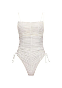 Reco gathered one-piece swimming costume with thin straps - Limestone