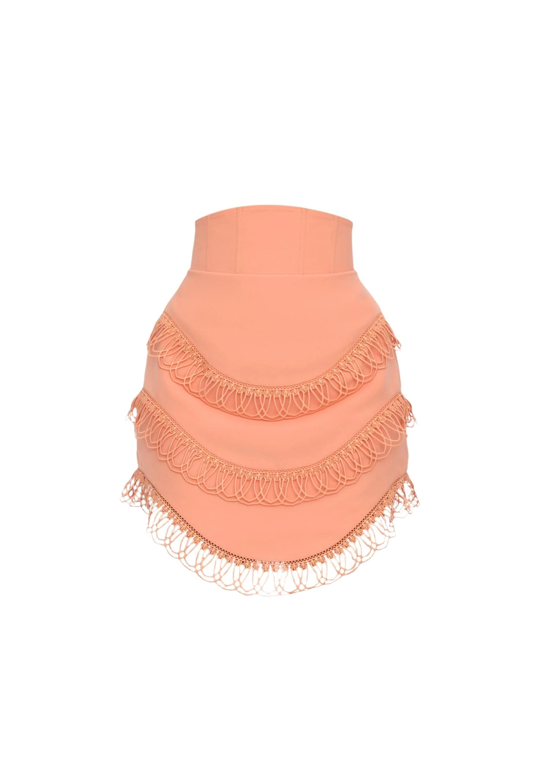 Rizo short skirt with corseted waist - Peach