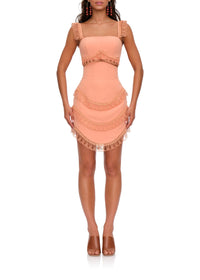 Top court à bretelles en dentelle - Peach