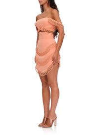 Rizo short skirt with corseted waist - Peach