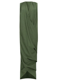 Sayo sleeveless caftan dress in linen mix - Forest