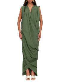 Sayo sleeveless caftan dress in linen mix - Forest