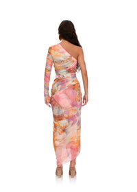 Robe longue Zuli asymétrique et drapée - Zuli Print