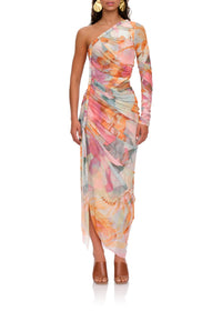 Robe longue Zuli asymétrique et drapée - Zuli Print